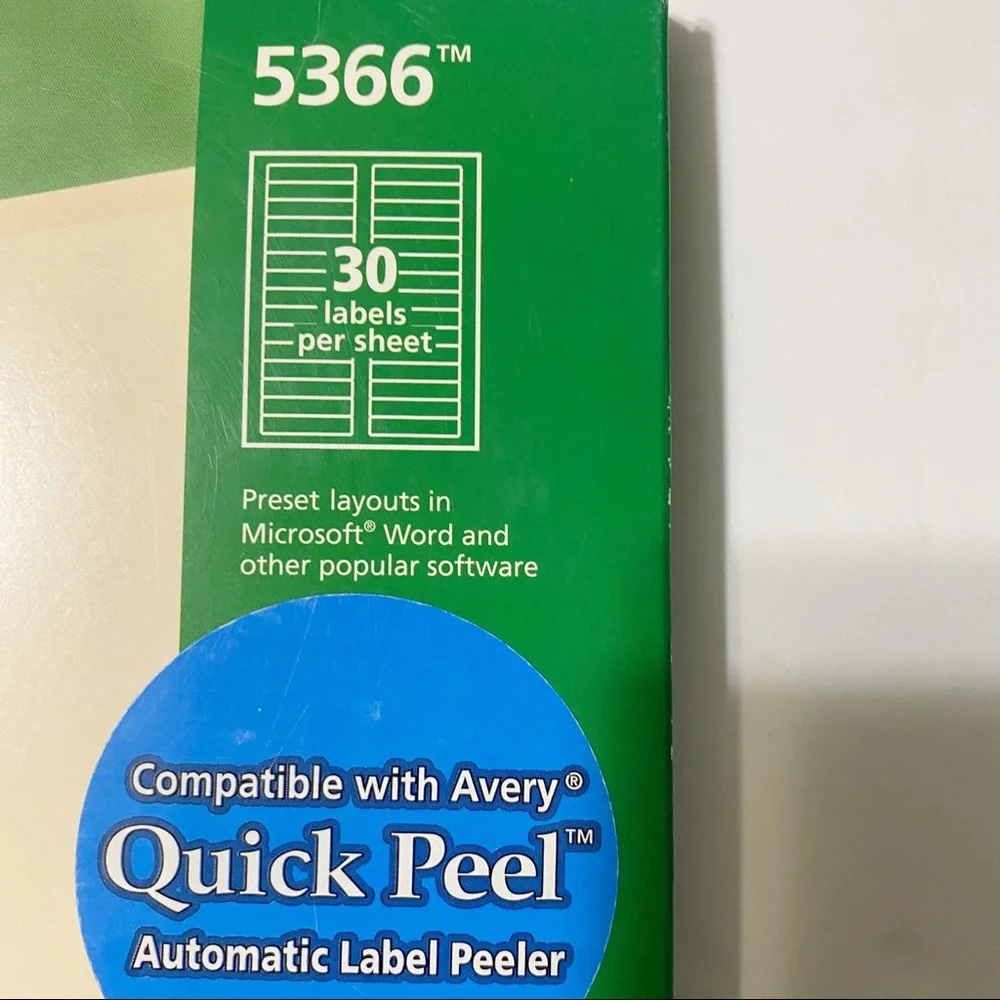 Avery White File Folder Labels 46 Full Pages 1380 1/3 Cut Labels # 5366